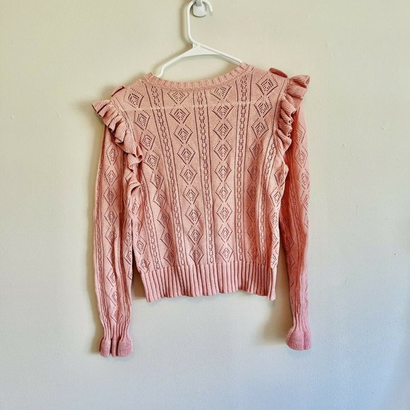 LoveShackFancy Pink Ruffled Cable Knit Sweater - Picture 7 of 7